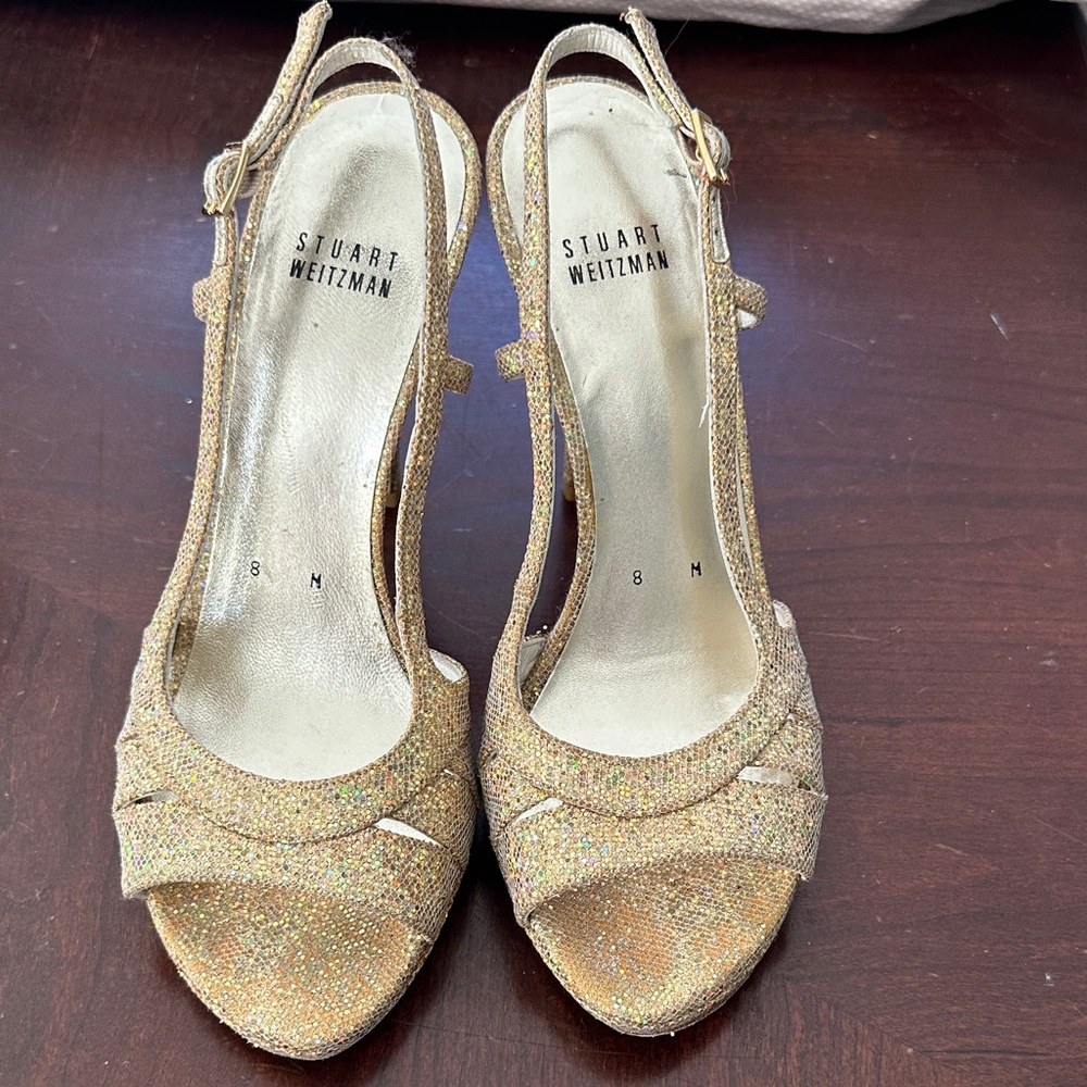 Stuart Weitzman Sparkling Gold Heels